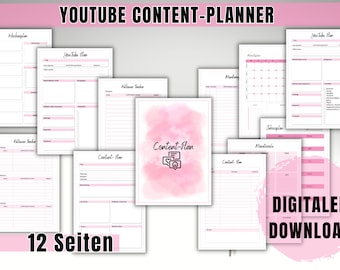 Content Planner for YouTube, with helpful templates to optimize your content (script, planning, collaborations, trackers and much more) DIN A4