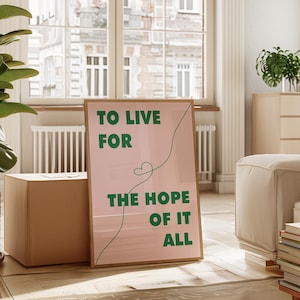 Taylor Poster August To Live For The Hope Of It All Song Lyric, Taylor Wall Print Affirmation Quote, Girly Bedroom Motivational, DIGITAL