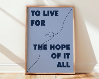 Taylor Poster August To Live For The Hope Of It All Song Lyric, Taylor Wall Print Affirmation Zitat, Girly Schlafzimmer Motivation, DIGITAL