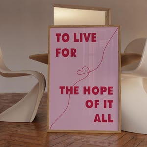 Taylor Poster August To Live For The Hope Of It All Song Lyric, Taylor Wall Print Affirmation Quote, Girly Bedroom Motivational, DIGITAL