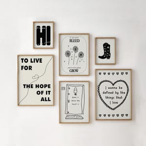 Taylor Set of 6 Posters Song Quotes Digital Print Wall Art Motivational Dorm Room Decor Subtle Aesthetic Girly Bedroom Home