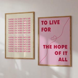 Taylor Set of 2 Posters To Live For The Hope August Quote Digital Print Wall Art Motivational Decor Subtle Aesthetic Pink Girly Bedroom Home
