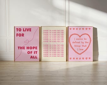 Taylor 3er Set Poster To Live For The Hope Zitat Digitaldruck Wandkunst Motivation Büro Dekor Subtile Ästhetik Pink Girly Schlafzimmer Zuhause