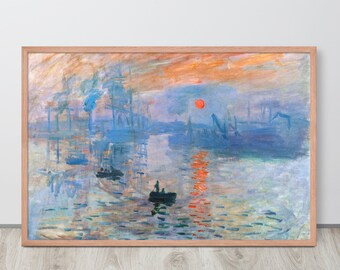 クロード・モネの版画：印象、日の出（古典的な青い海の絵画の