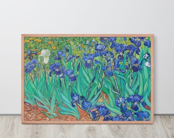 Vincent van Gogh "Irises" Framed print with hanging kit, Van Gogh reproductions, post-impressionist, Living Room wall art