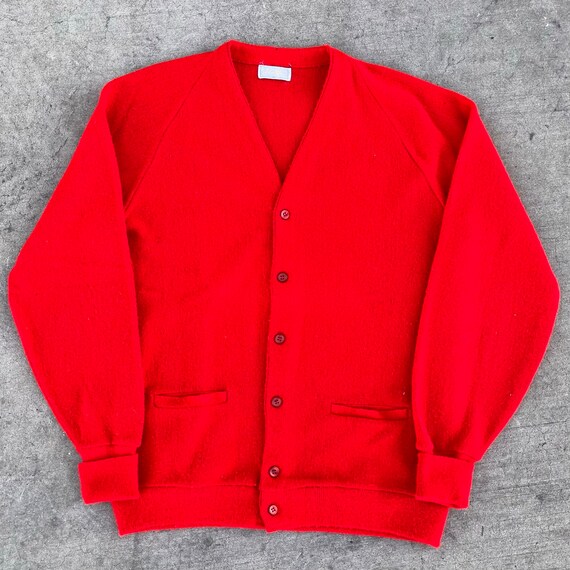 60s 70s Vintage Ben Hogan Cherry Red Cardigan Siz… - image 1