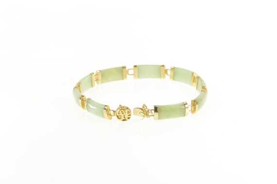 14k Curved Jade Chinese Bracelet -7" - image 1