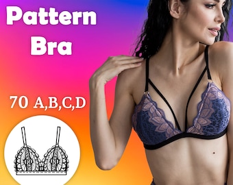 Patrón de costura de sujetador Bralette PDF patrón descarga instantánea Brassiere Lingerie Pattern Выкройки нижнего белья Patron soutien gorge