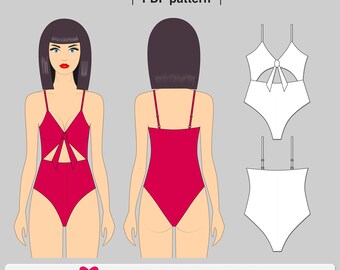 Swimsuit pattern|  Digital pattern| Bikini pattern| Women swimsuit pattern| Sewing pattern for women| Bikini pattern PDF| PDF pattern