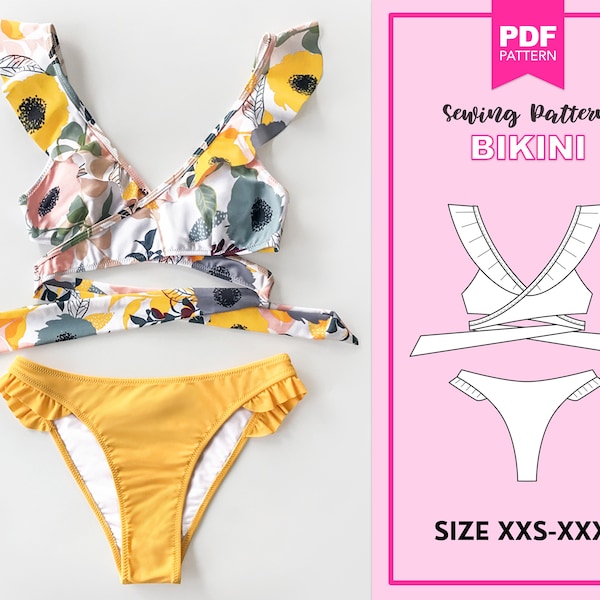 Bikini Schnittmuster PDF. Badeanzug Schnittmuster PDF! Digitales Schnittmuster, Schnittmuster für Frauen, Bikini Schnittmuster, DIY Schnittmuster.