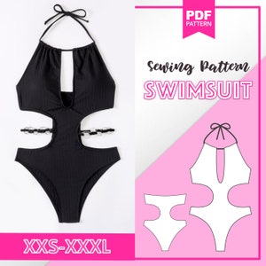 Patron de maillot de bain PDF Patron de bikini PDF. Modèle numérique, modèle bikini, modèle maillot de bain femme. Patron de couture pour femme. image 1