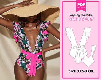 Swimsuit pattern|  Digital pattern| Bikini pattern| Women swimsuit pattern| Sewing pattern for women| Bikini pattern PDF| PDF pattern