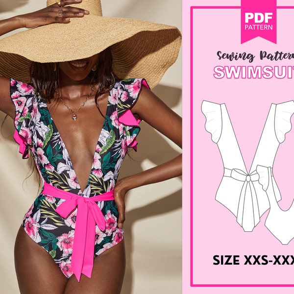 Swimsuit pattern|  Digital pattern| Bikini pattern| Women swimsuit pattern| Sewing pattern for women| Bikini pattern PDF| PDF pattern