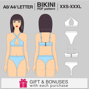 Bikini pattern| Swimsuit pattern|  Digital pattern| Women swimsuit pattern| Sewing pattern for women| Bikini pattern PDF| PDF pattern