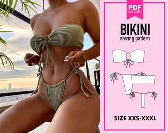 Modello bikini di base. Cucire modelli di bikini. PDF modello bikini da donna. PDF modello costume da bagno. Cartamodello per donna.