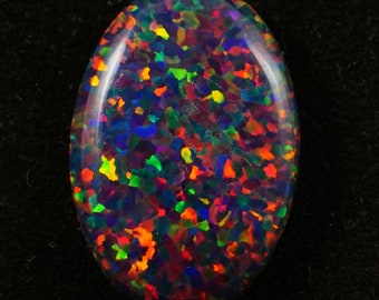 Black Fire Opal Oval Cabochon 15x11 mm 5 Cts AAA+ Australian Multi- Fire Loose Gemstone