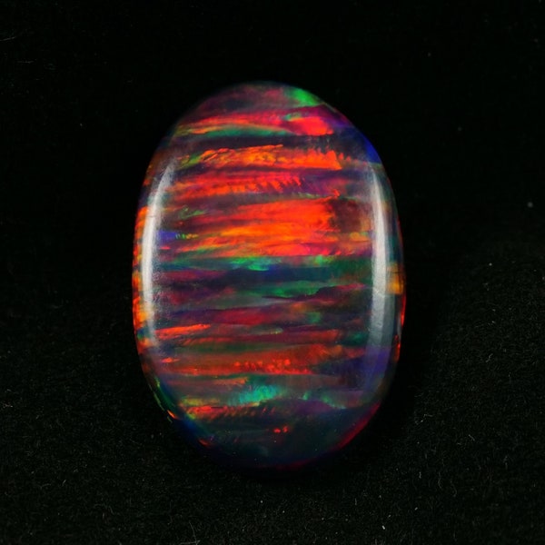 Cabochon ovale opale de feu noire 15 x 11 mm 5 Cts AAA + Pierres précieuses australiennes en vrac
