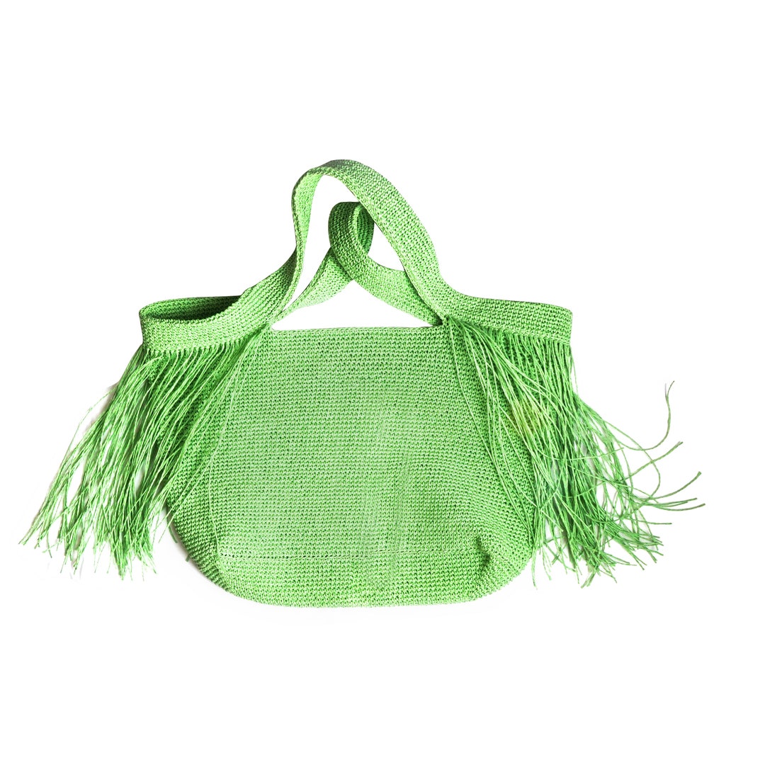 Large Crochet Bag Knitted Green Bag Crochet Shoulder Bag Etsy