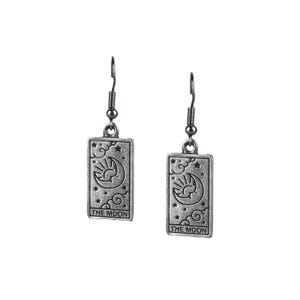 Moon tarot card earrings | Silver color the moon tarot card jewelry