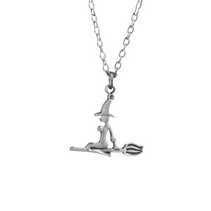 Witch Figured Necklace | Flying Witch Necklace | Broom Witch Necklace | Witch With a Broom Necklace | Witch Broom Necklace