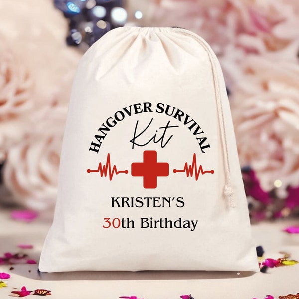 Custom Hangover Survival Kit Favor Bags - Love Medicine Kit Bags - Personalized Medical Pouches - Custom Name Birthday Party Bags