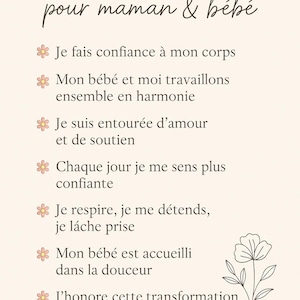 Affiche — Affirmations positives pour une grossesse sereine