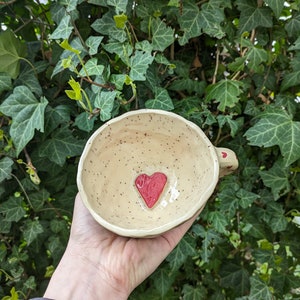 Handmade ceramic mug, Mug with hearts, ceramic mug, love theme, gift for her love gift gift for mum anniversary gift, birthday gift, 260 ml