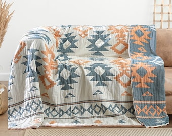 Handgefertigte Reine Baumwolle Jacquard Decke, Dekorative Bettüberwürfe, Orakel Muster Decke, Wohnkultur, Housewarminggeschenk