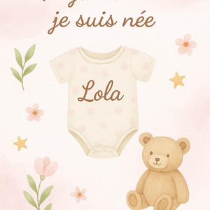 Carte étape bébé personnalisée – Aujourd’hui je suis née – Prénom à personnaliser – Affiche naissance fille A6 à imprimer – Carte souvenir