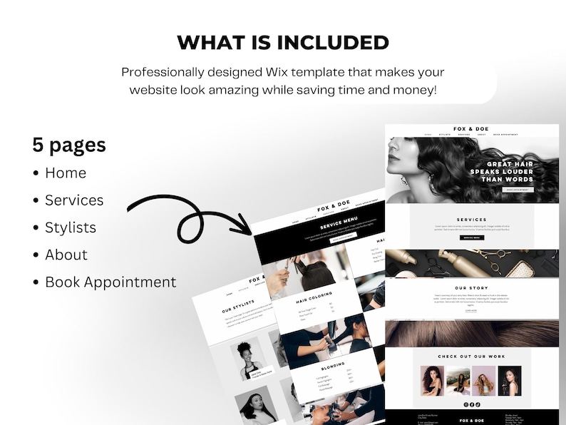 Hair Salon site Template, Wix site Theme, Hair Stylist Online