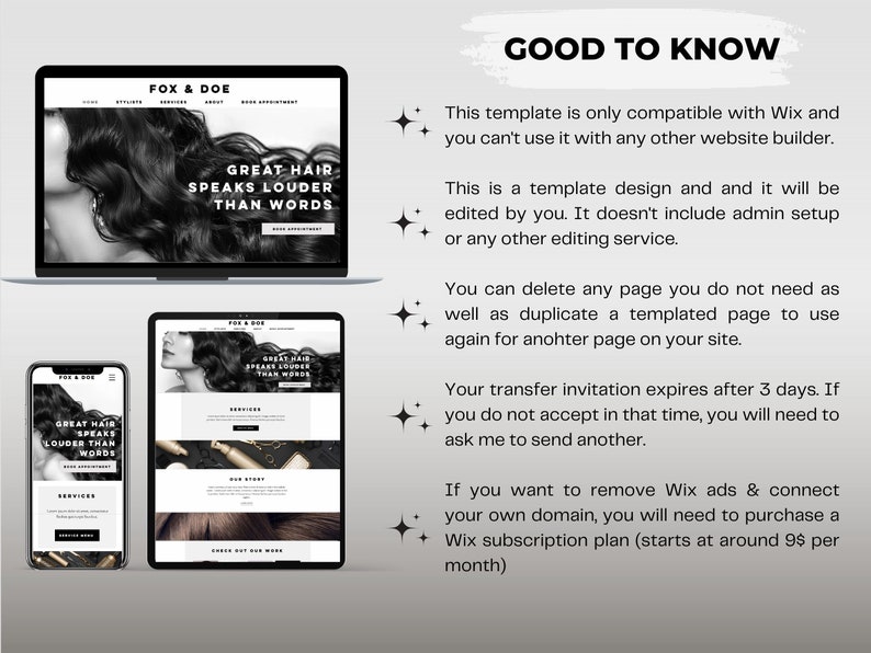 Hair Salon site Template, Wix site Theme, Hair Stylist Online
