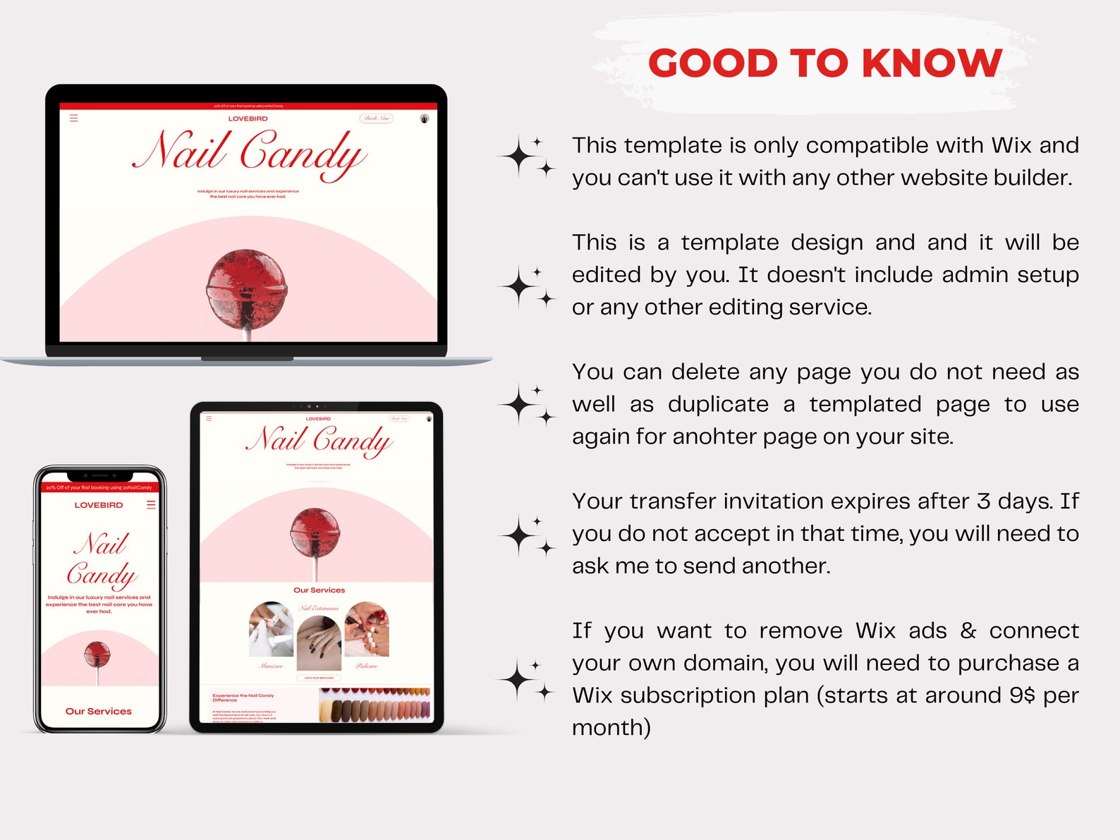 WIX Website Template for Nail Tech Nail Salon Nail Tech Website Nail