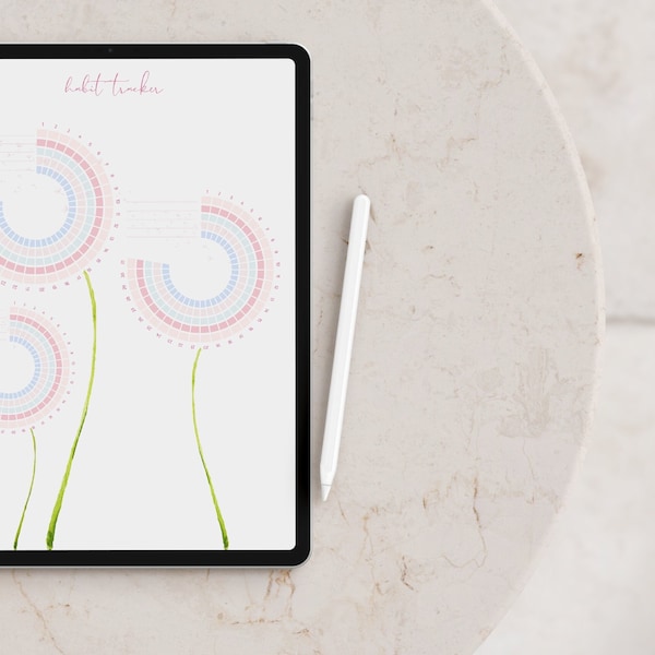 Digital Habit Tracker - Pastel Flowers