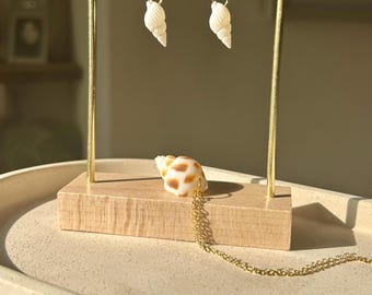 Seashell Necklace and Earrings Set: Natural Coastal Jewelry