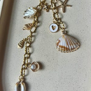 Personalized Seashell Keychain | Coastal Purse Charm, Custom Initial