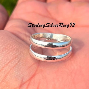 Handgemaakte sterlingzilveren bandring: belofte stapelring