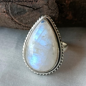 Silber Mondstein Silberring: Handgefertigte 925 Sterling Silber Band