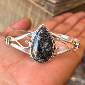 Eudialyte Cuff Bracelet Sterling 925 Silver~ Adjustable Handmade Bangle~ Gemstone Cuff Bangle~ Elegant Cuff Jewelry~ Statement Gift