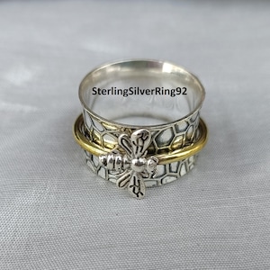 Spinner Honey Bee Sterling Silver Ring: Handcrafted Statement Band