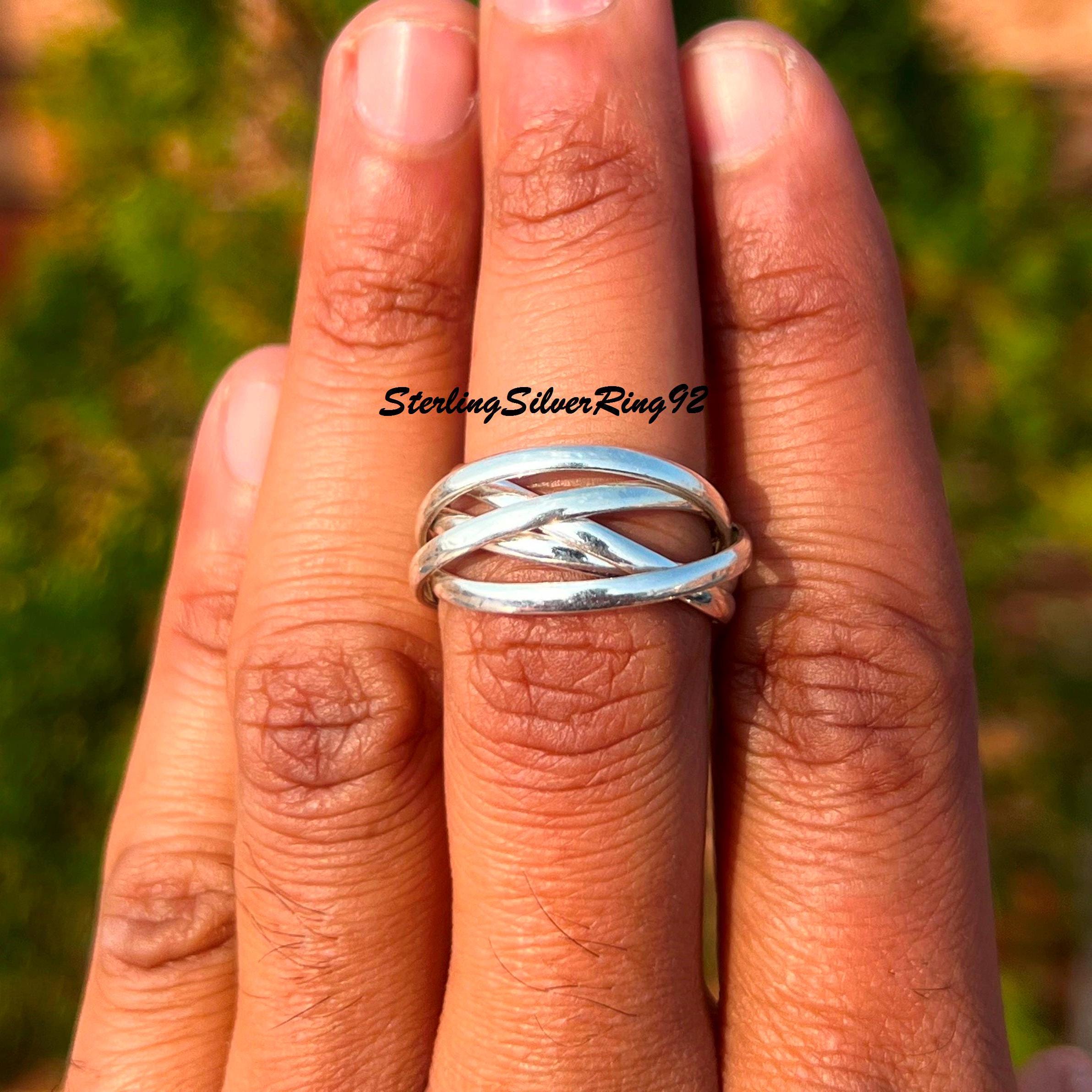 Handcrafted Sterling Silver Interlocking Ring, Stacking Band - Etsy