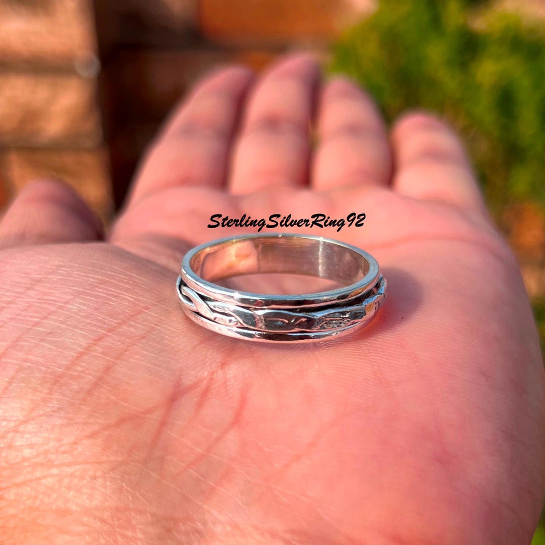 Sterling Silver Spinner Ring: Wide Band Fidget Meditation Ring - Etsy