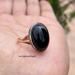 Dainty Black Onyx Women Ring, Copper Ring, Solid Copper Ring, Gemstone Wedding Band, Perfect Gift For Her, Lovely Gemstone Ring