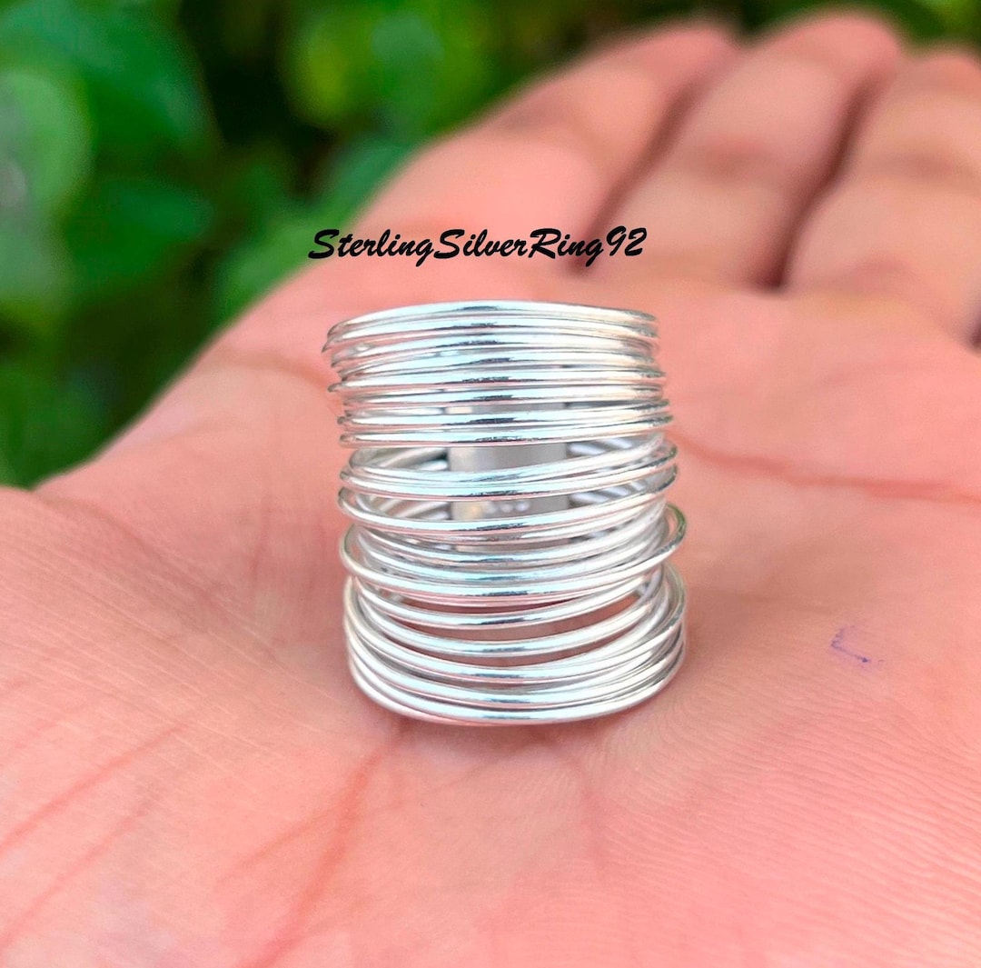 Handmade 925 Sterling Silver Wide Band Ring: Oxidized Boho Jewelry - Etsy