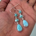 Handmade Larimar Earrings: 925 Sterling Silver Dangle Earrings