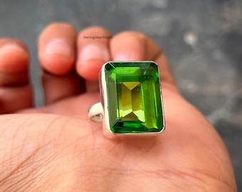 Peridot Ring~ 925 Sterling Silver Ring~ Handmade Ring~ Elegant Ring For Gift For Men Women~ Statement Ring~ Wedding Ring~ Gift For Her Him