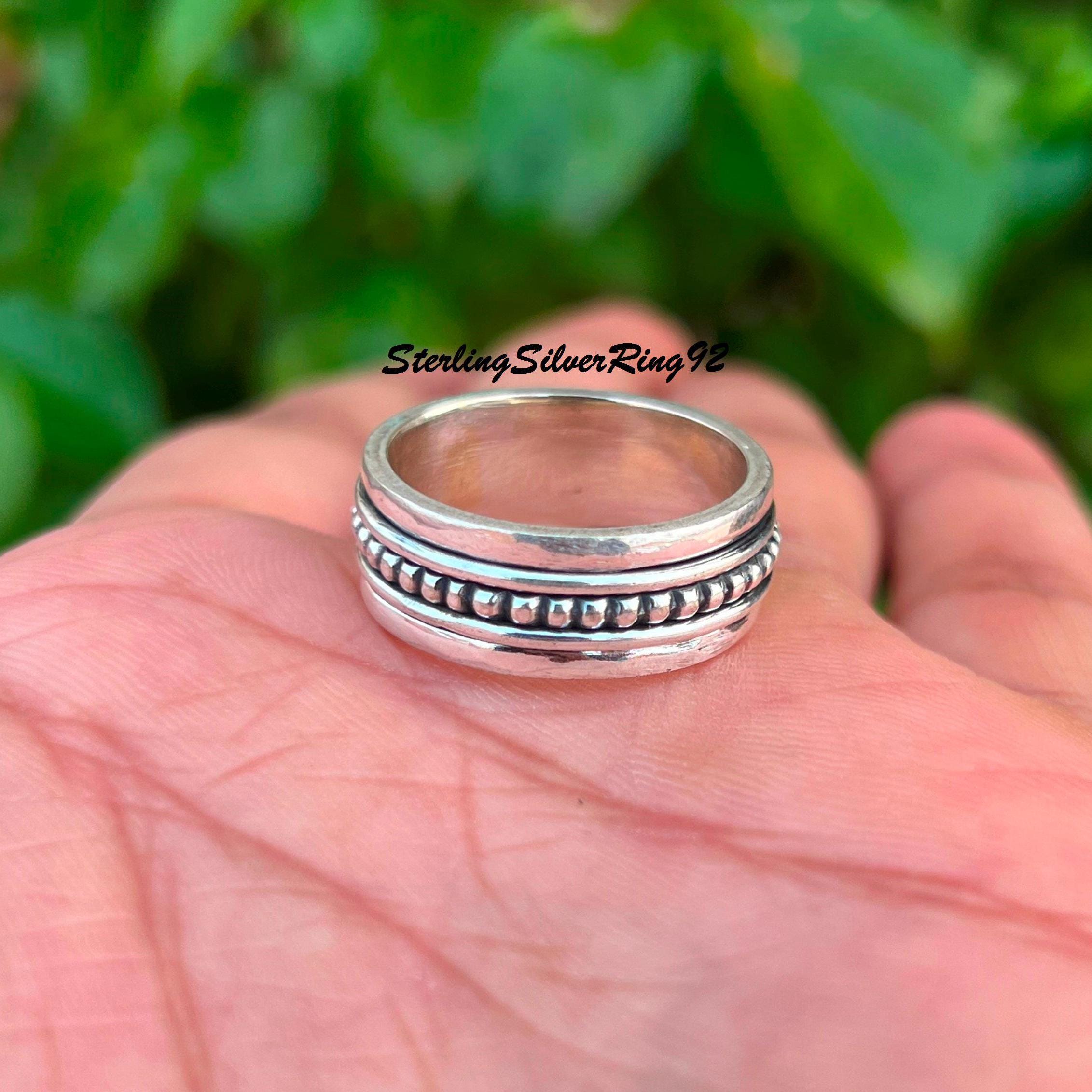 Dainty Sterling Silver Spinner Ring: Handcrafted Fidget Ring - Etsy