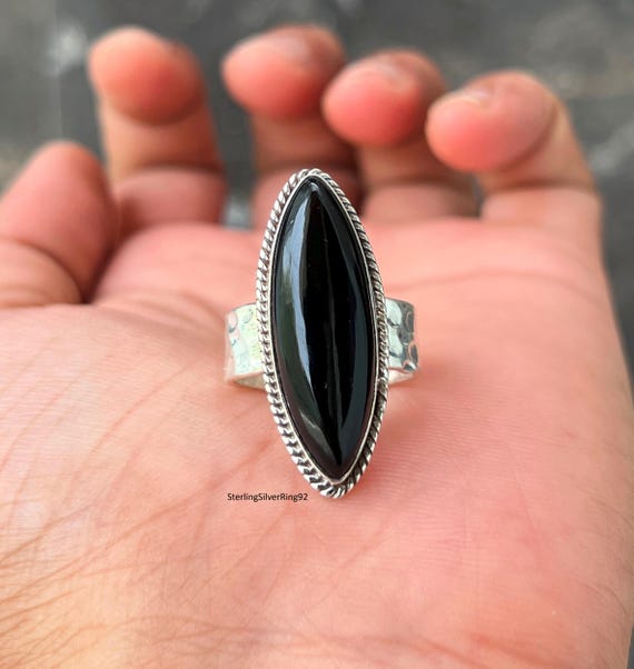 Anello in argento sterling 925 con ametista naturale - Gioielli boho fatti a mano - Italia