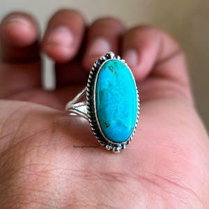 Mohave Turquoise Sterling Silver Ring: Handmade Statement Jewelry