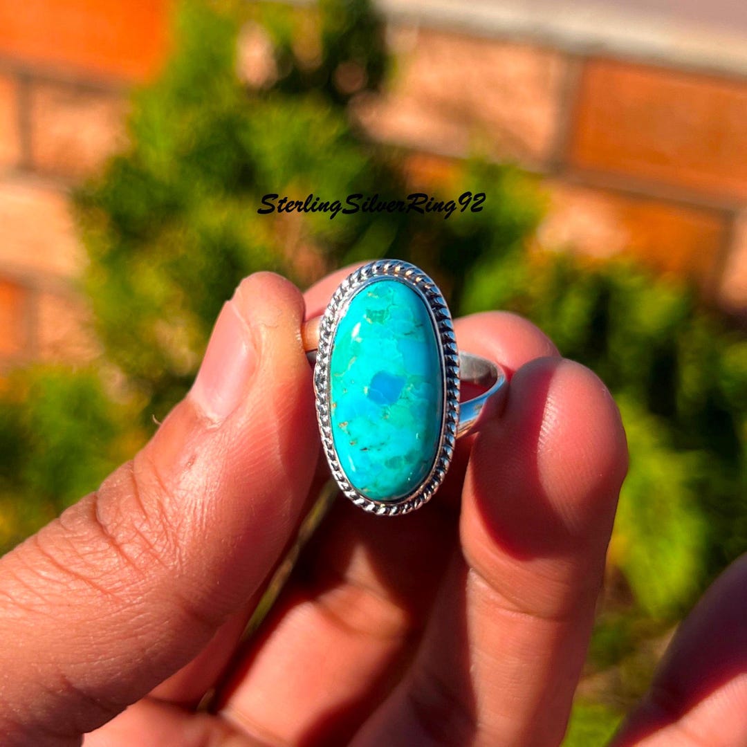 Mohave Turquoise Ring: 925 Sterling Silver Band Ring - Etsy