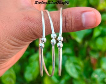 Sterling Silver Bangle Set: Adjustable 925 Silver Bangles